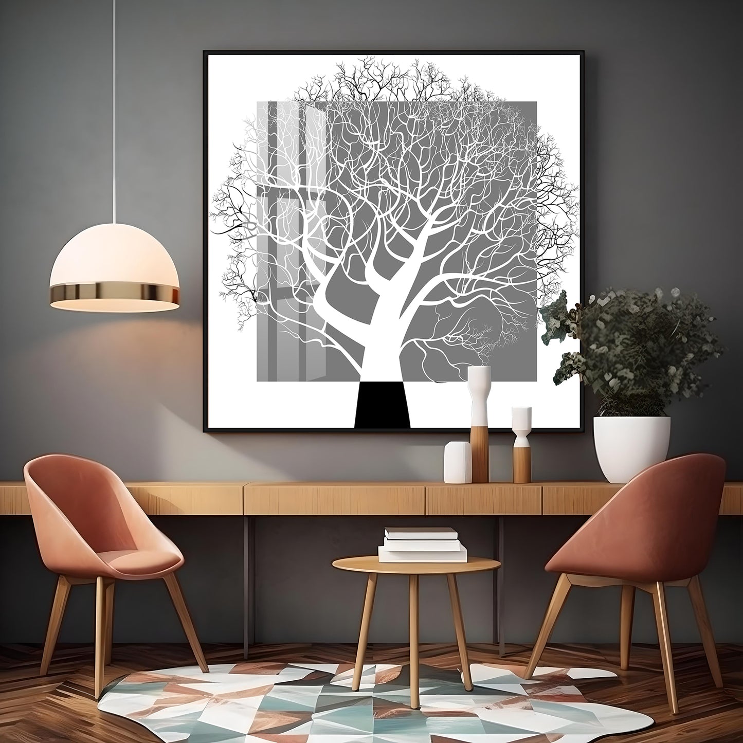 Black White Tree Premium Acrylic Square Wall Art