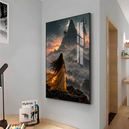 Parvati Looking At Shiva Premium Acrylic Vertical Wall Art