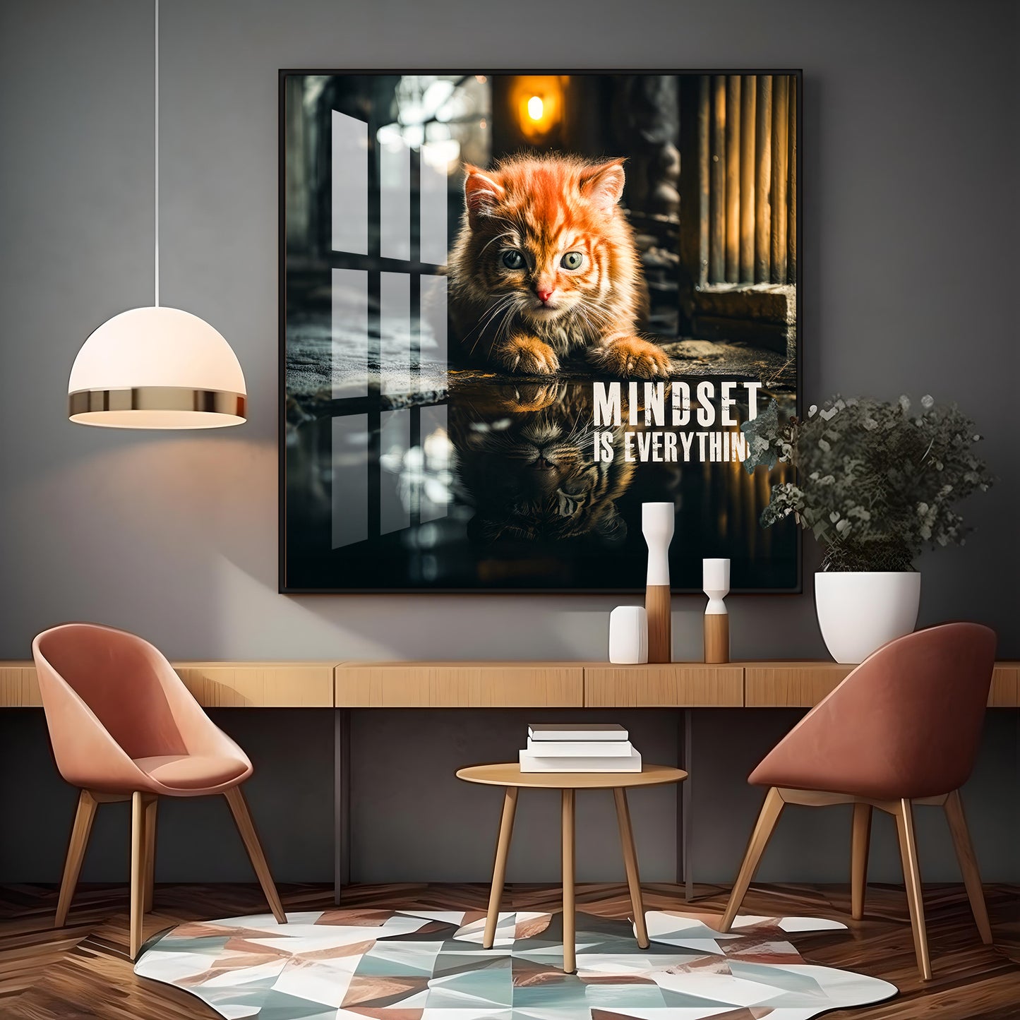 Mindset Is Everything Motivational Premium Acrylic Square Wall Art