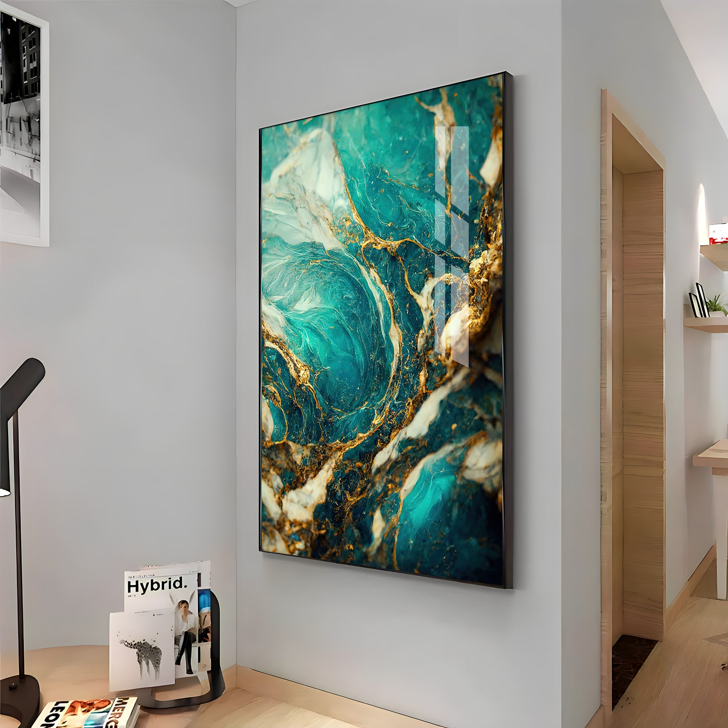 Golden Vein Elegance Premium Acrylic Vertical Wall Art