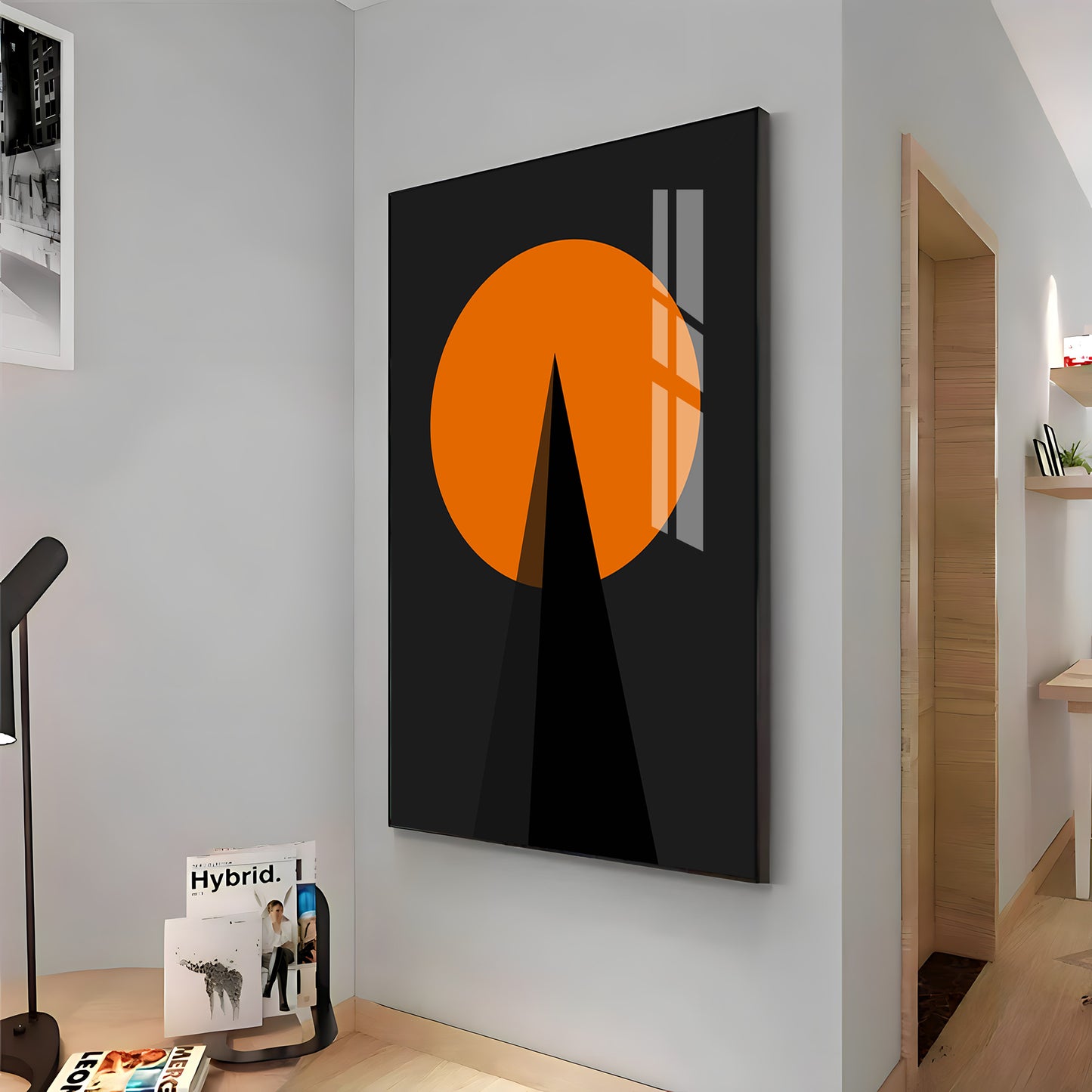 Black Orange Geometry Premium Acrylic Vertical Wall Art