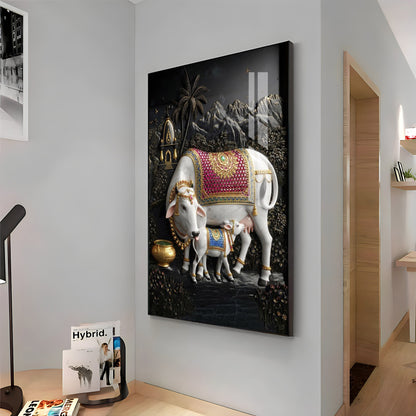 Divine Cow Kamadhenu Premium Acrylic Vertical Wall Art