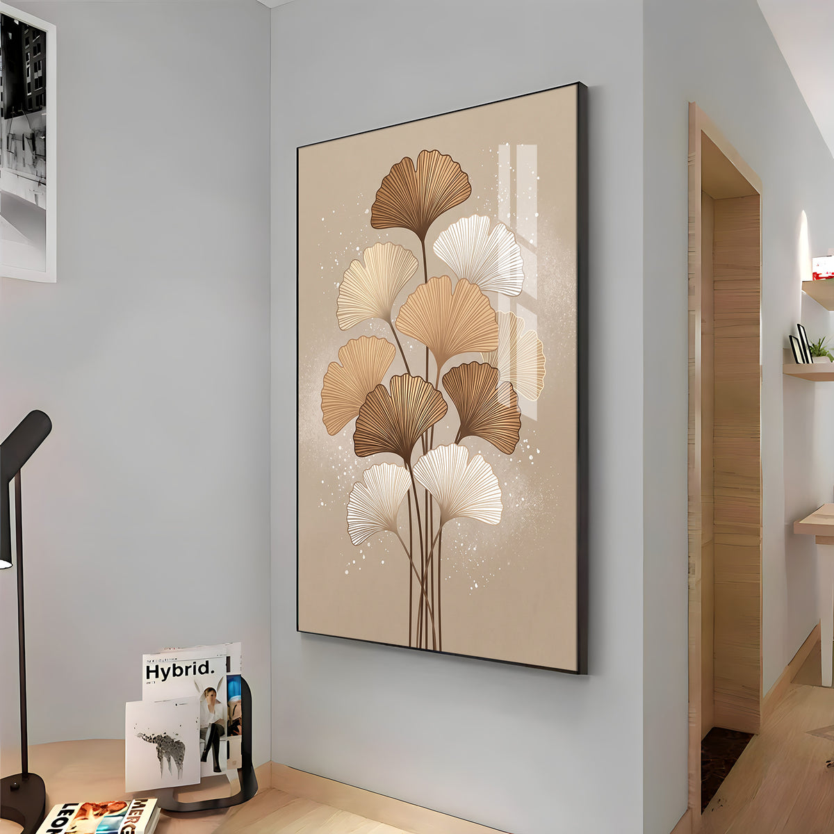 Ginkgo Biloba Line Art Premium Acrylic Vertical Wall Art