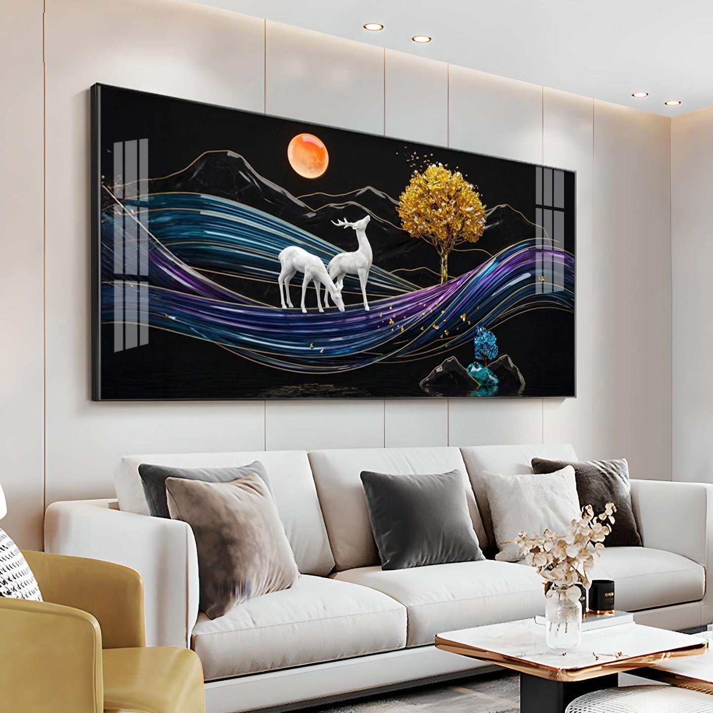 Tidal Deer Harmony Premium Acrylic Horizontal Wall Art
