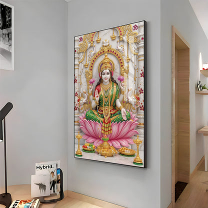 Peaceful Presence Of Maa Laxmi Premium Acrylic Vertical Wall Art