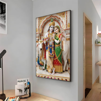 Loving Peaceful Radha Krishna Premium Acrylic Vertical Wall Art