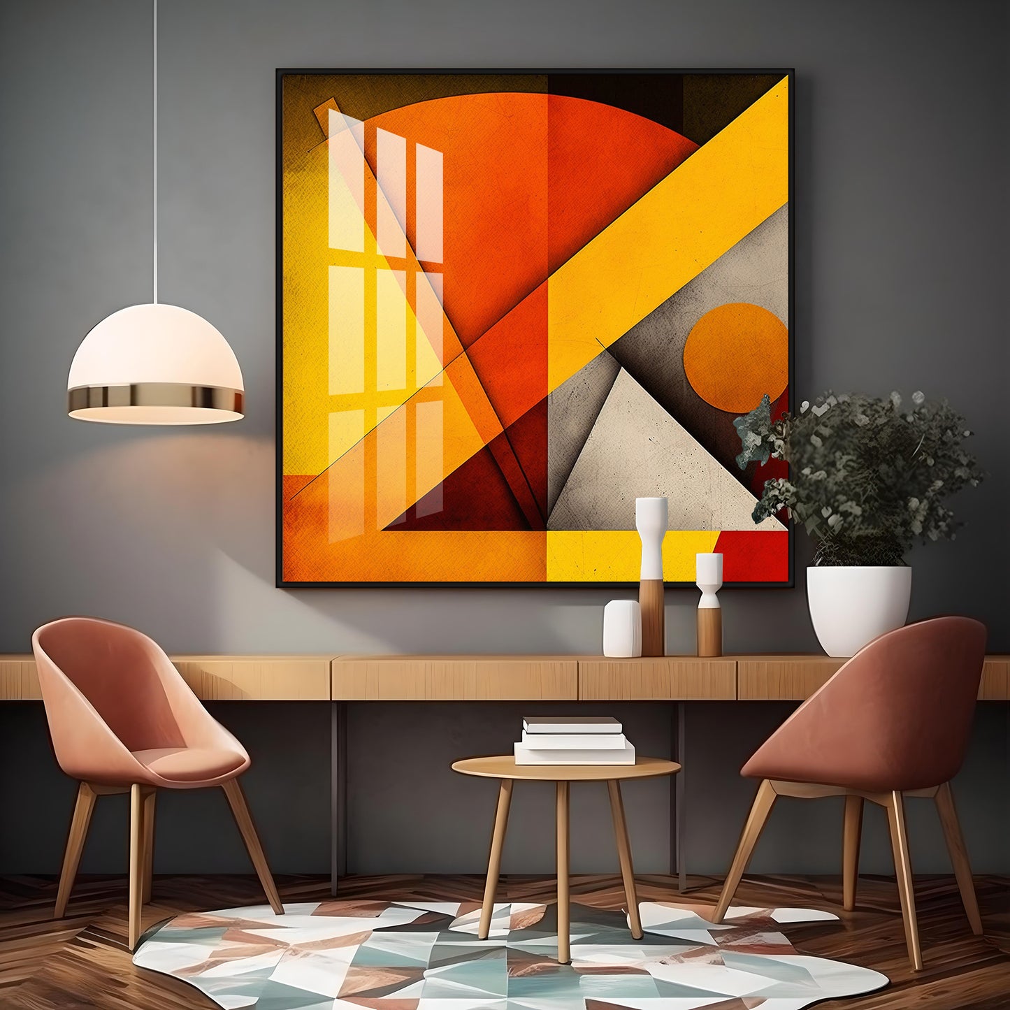 Colored Geometric Premium Acrylic Square Wall Art