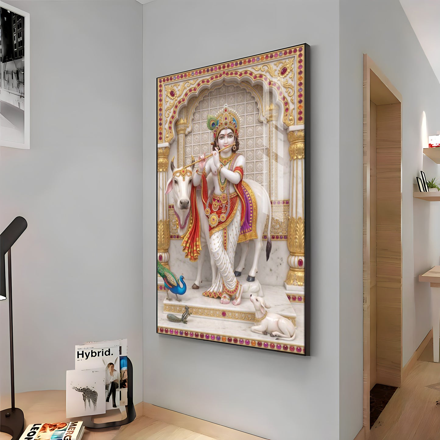Majestic Harmony Of Krishna Ji Premium Acrylic Vertical Wall Art