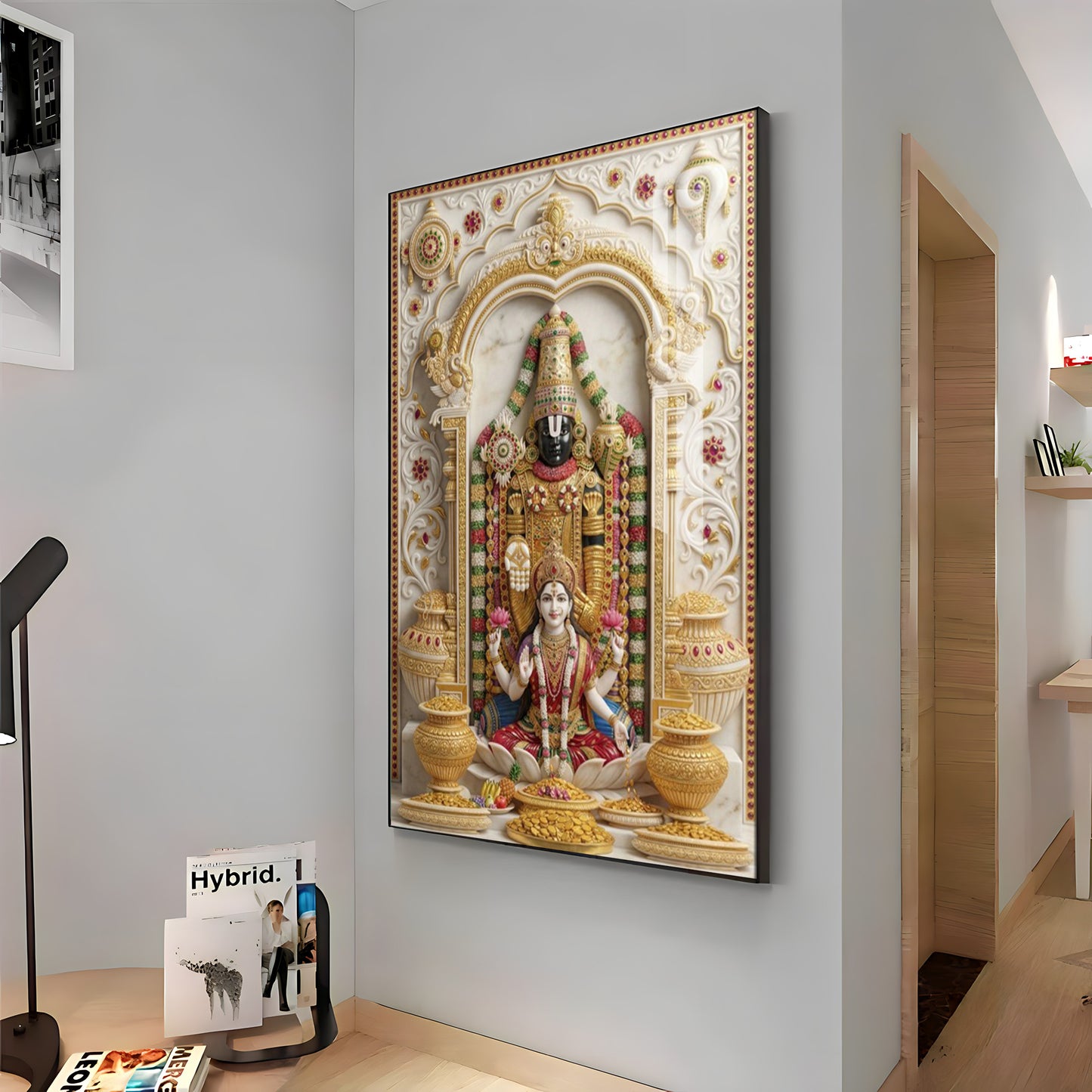 Lord Venkateswara With Maa Laxmi Premium Acrylic Vertical Wall Art