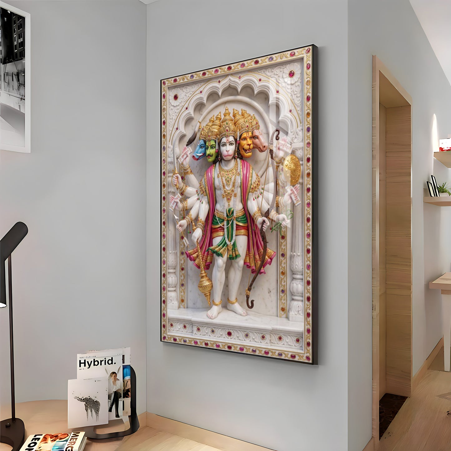 Radiant Hanuman Ji Idol Premium Acrylic Vertical Wall Art