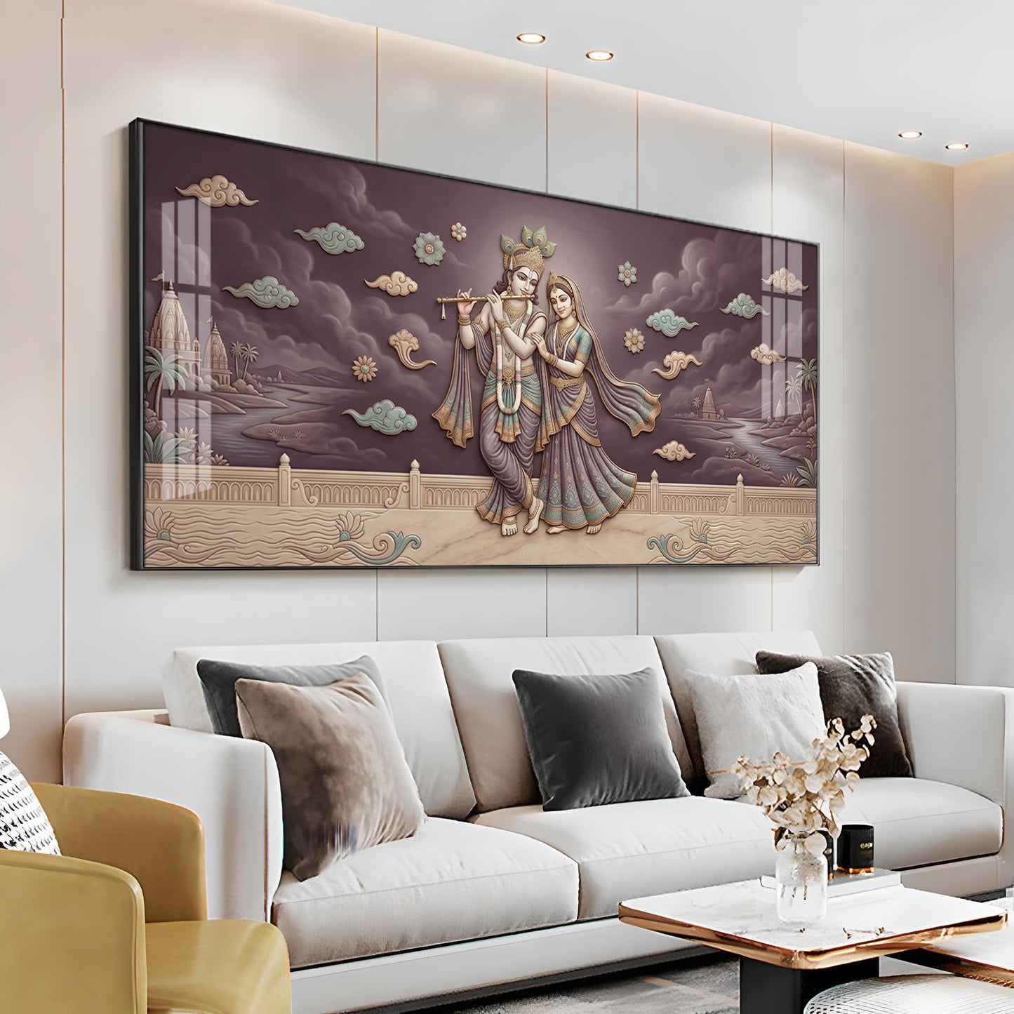 Hindu Deities Radha Krishna Premium Acrylic Horizontal Wall Art
