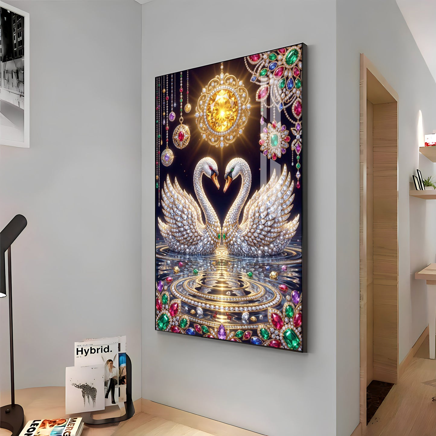 Pair Of White Swans Premium Acrylic Vertical Wall Art