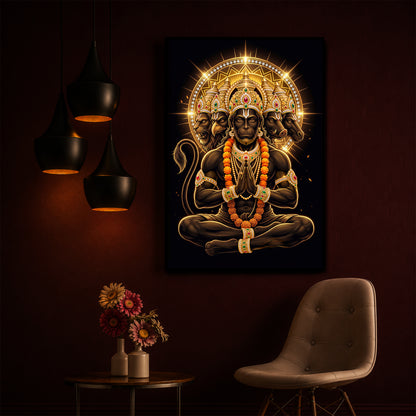 Glowing Panchamukhi Modern Luxury Backlight Vertical Wall Art