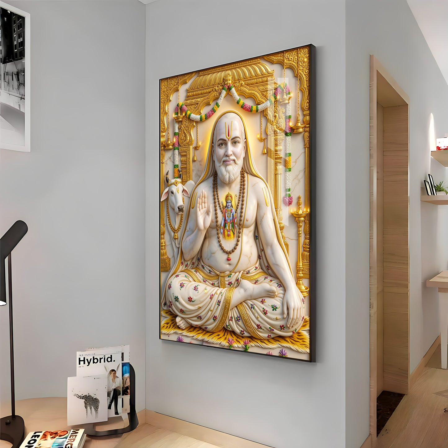Sri Guru Raghavendra Swamy Premium Acrylic Vertical Wall Art
