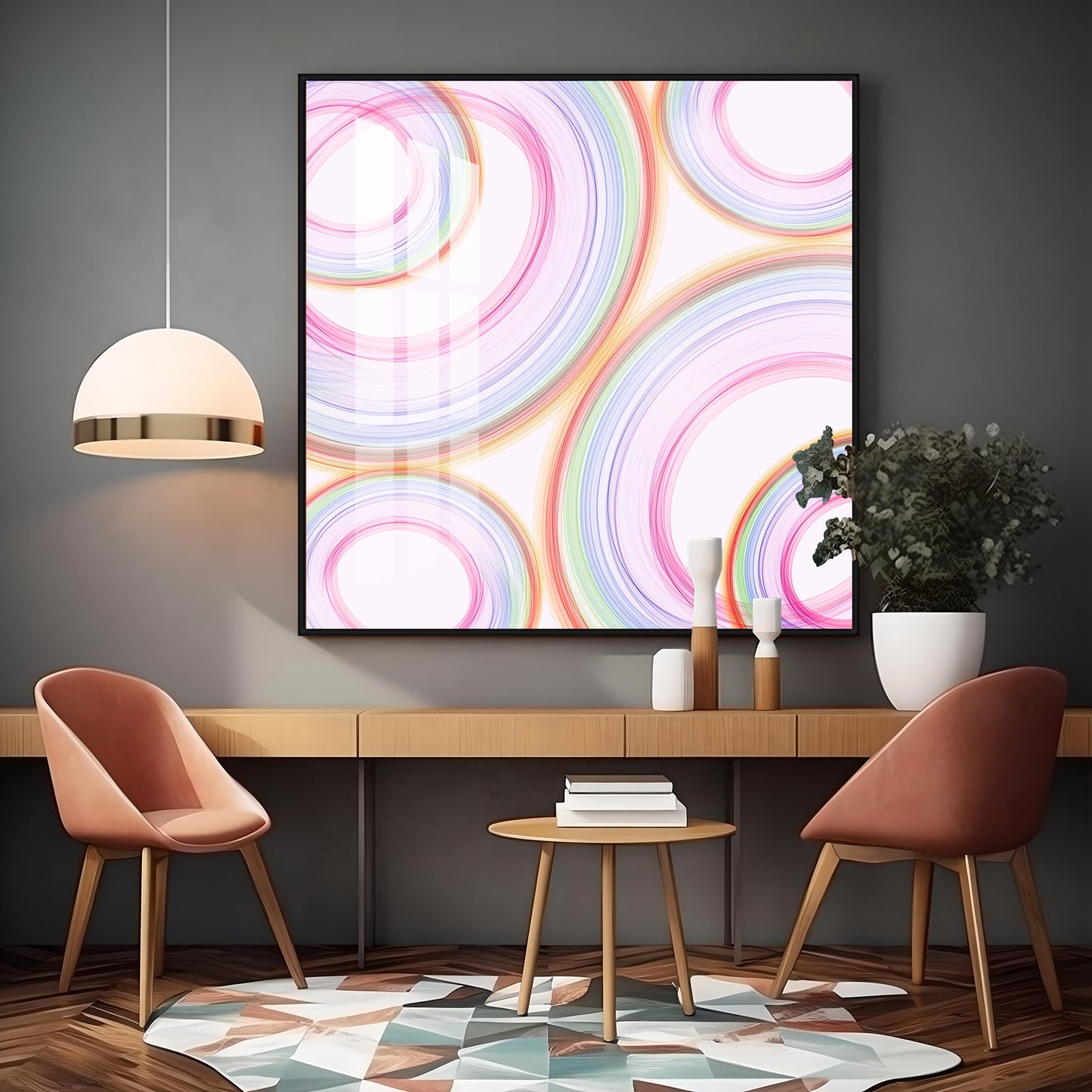 Colorful Radial Motion Effect Premium Acrylic Square Wall Art