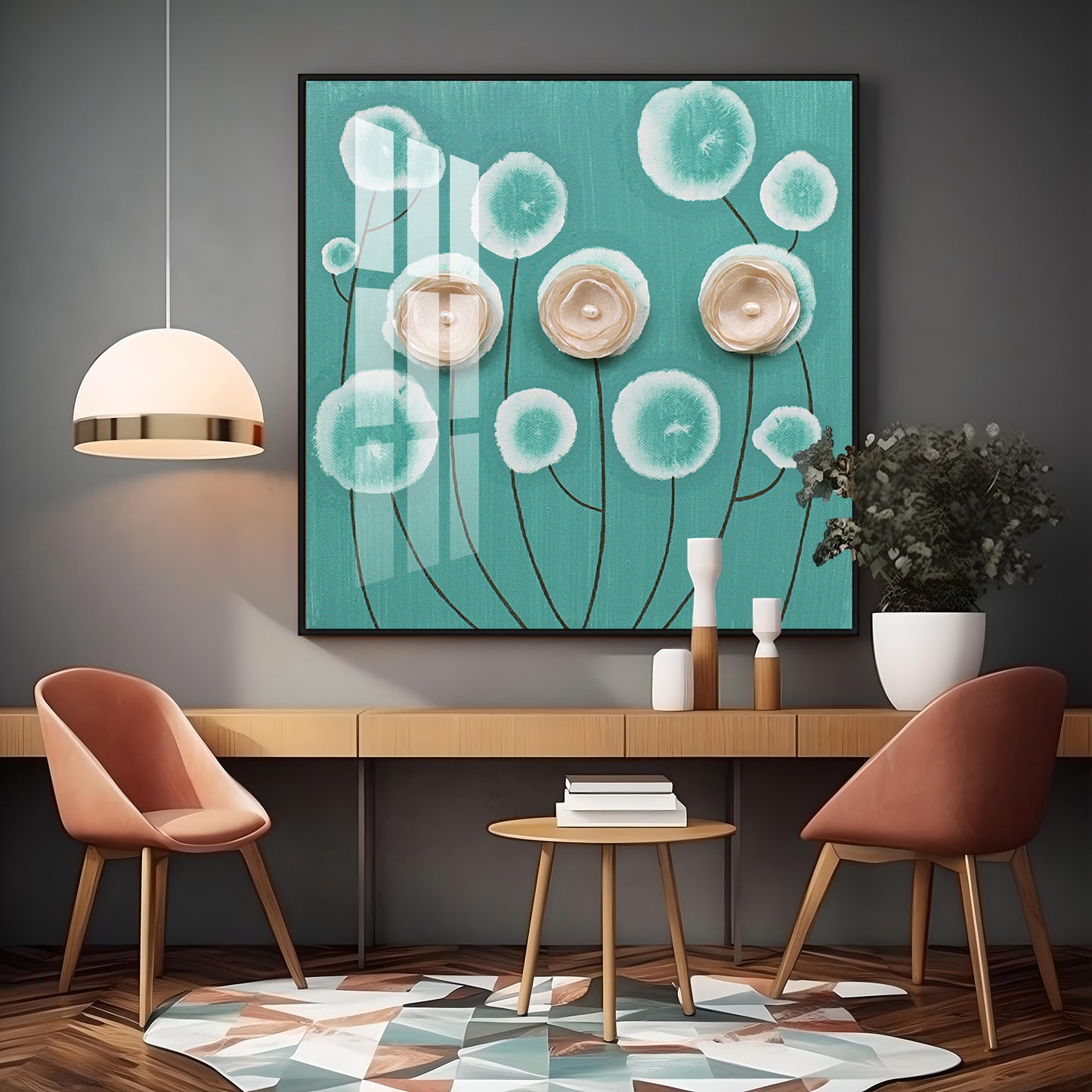 Poppy Flowers Premium Acrylic Square Wall Art