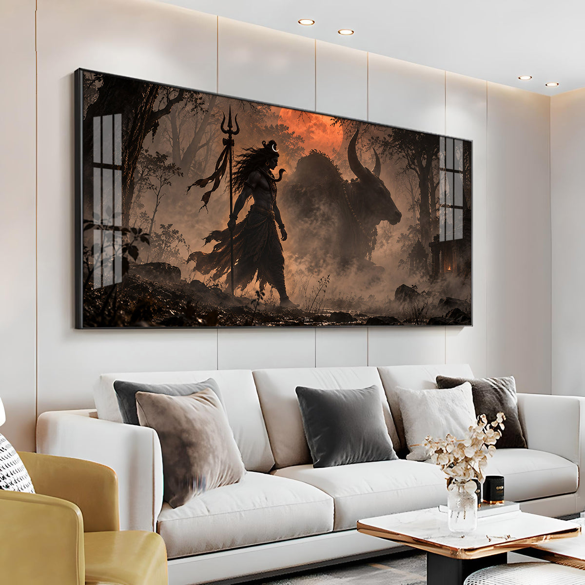 Shiva & Nandi In Forest Premium Acrylic Horizontal Wall Art