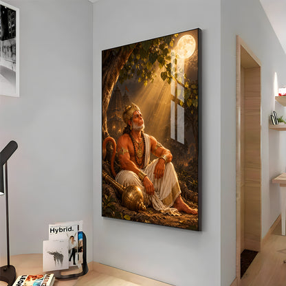 Lord Hanuman Under The Tree Premium Acrylic Vertical Wall Art