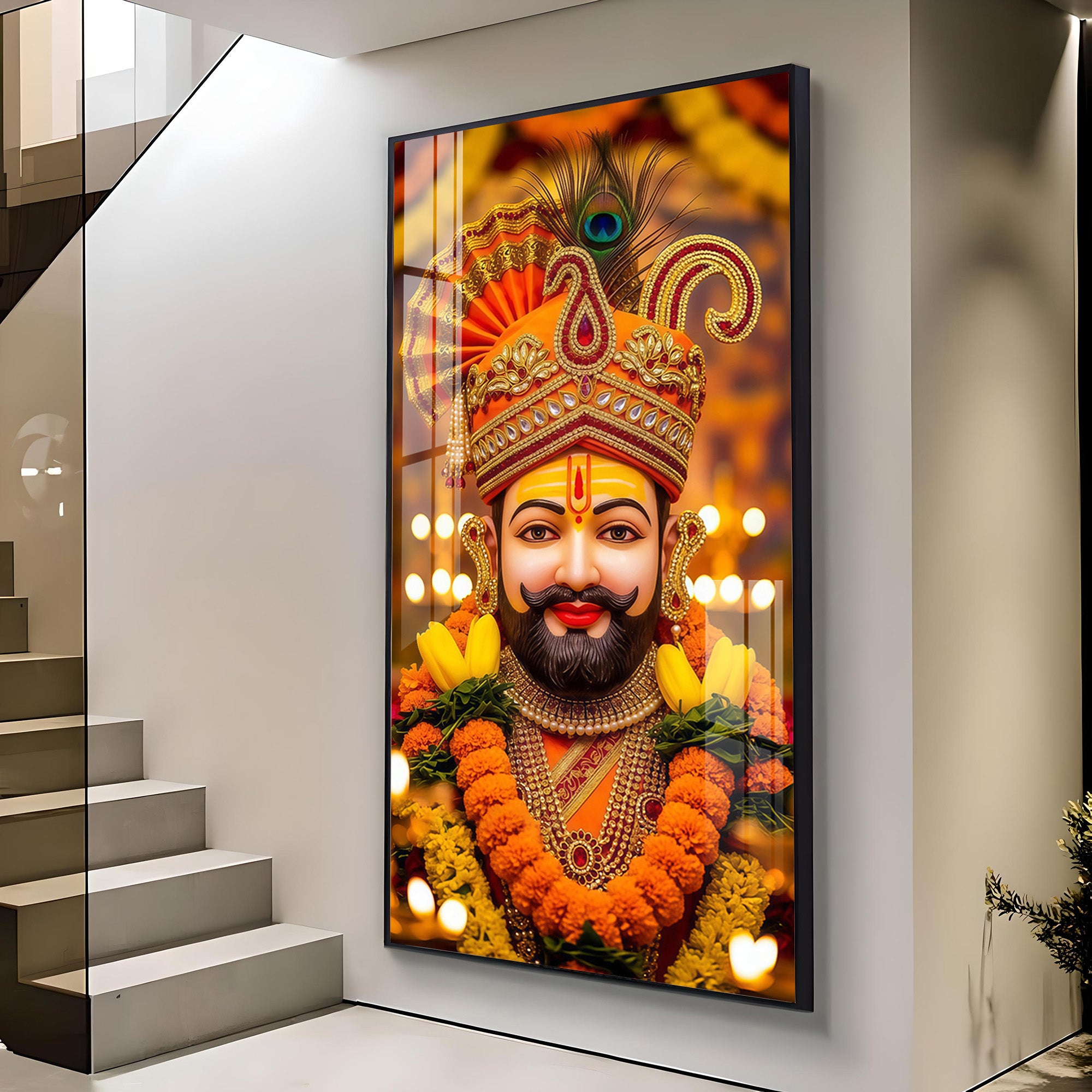 Hare Ka Sahara Modern Luxury Backlight Vertical Wall Art