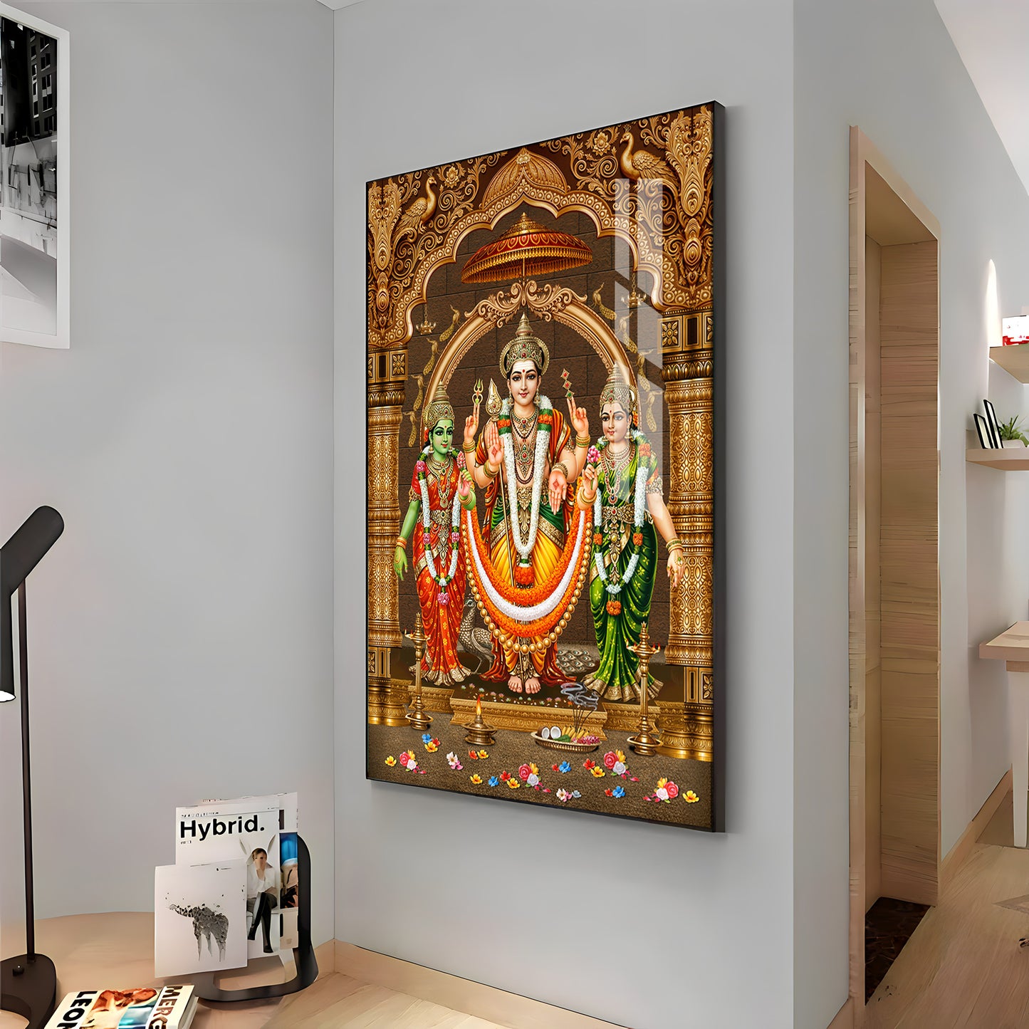 God Murugan Valli Deivanai Subramanya Swamy Premium Acrylic Vertical Wall Art