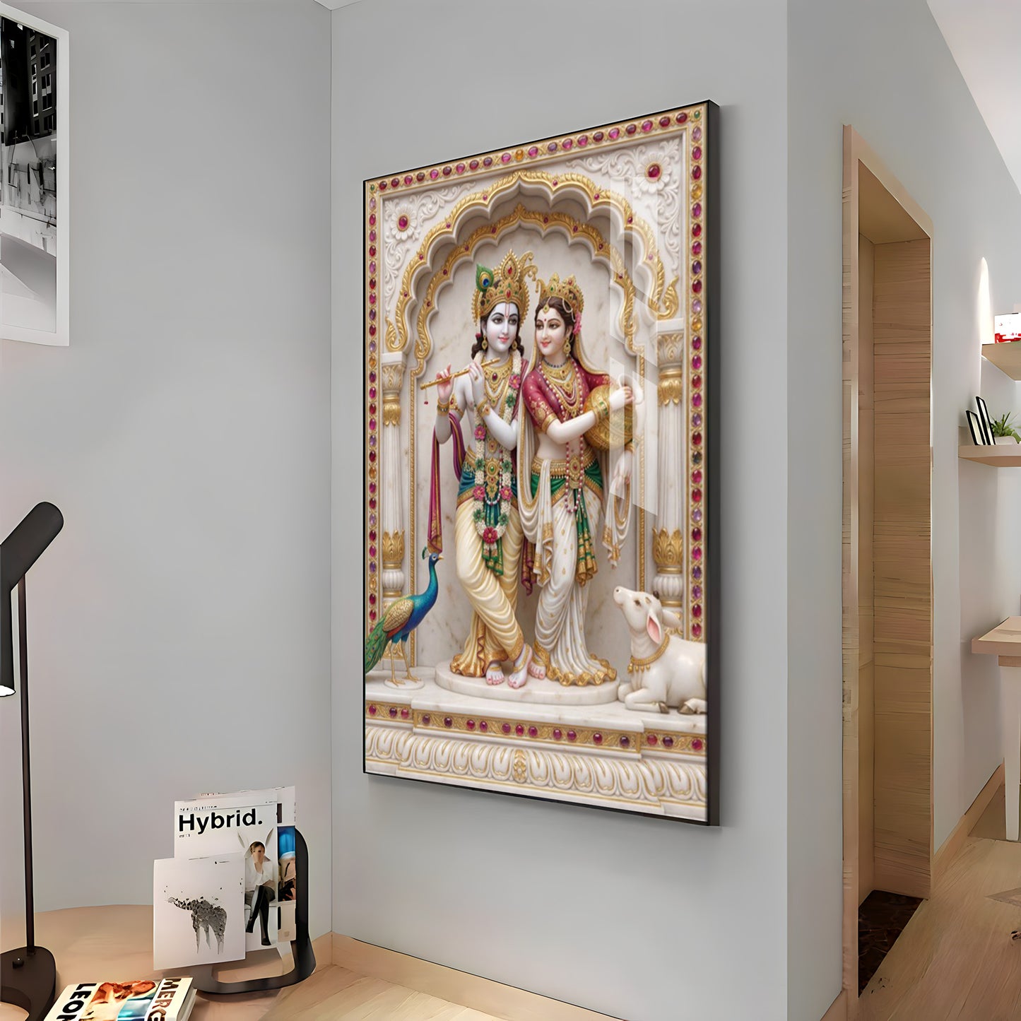 Radha Krishna Aura Premium Acrylic Vertical Wall Art