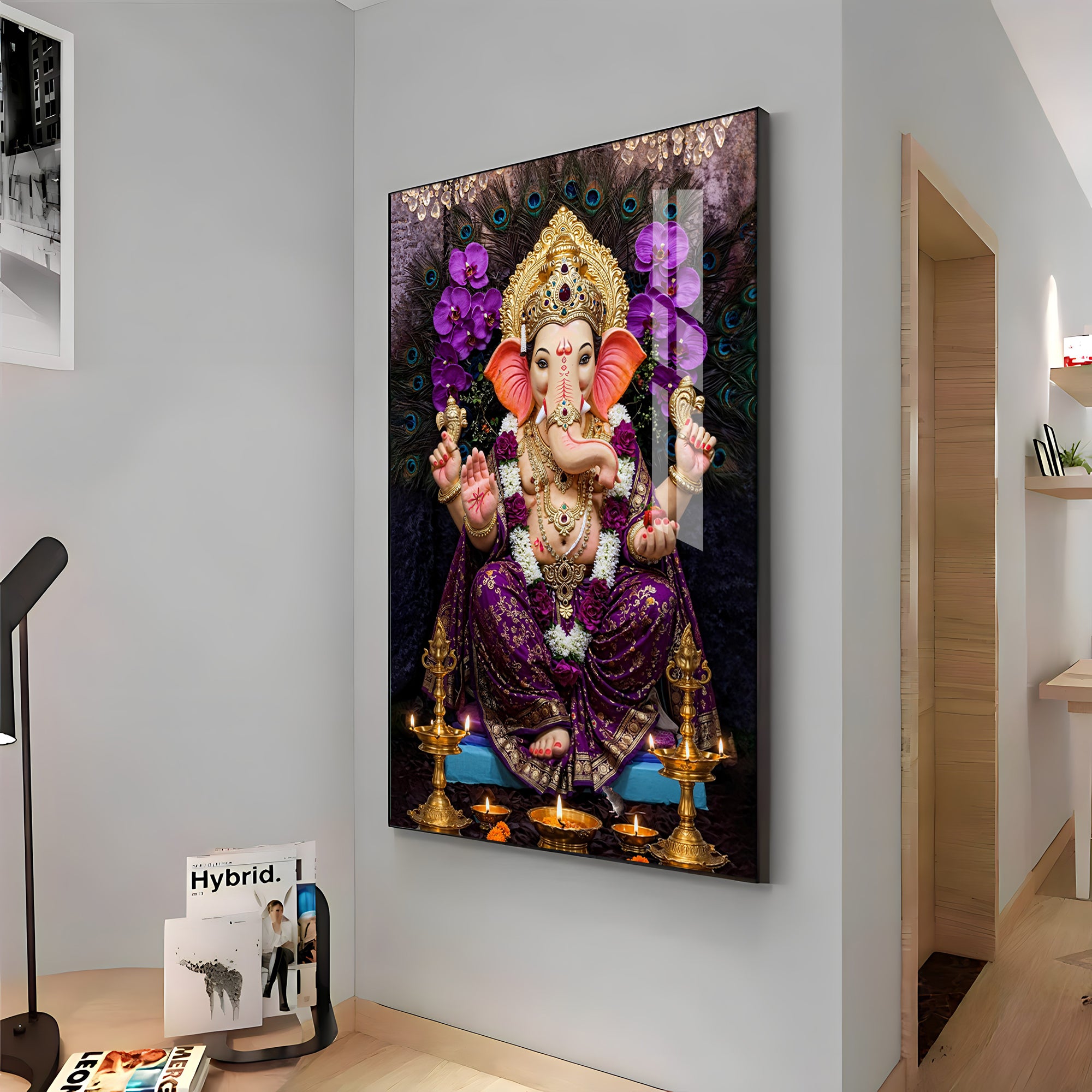 Hindu God Ganpati Bappa Premium Acrylic Vertical Wall Art