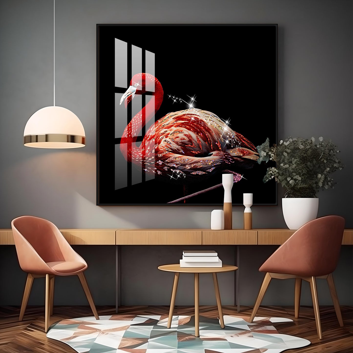 Flamingo Premium Acrylic Square Wall Art