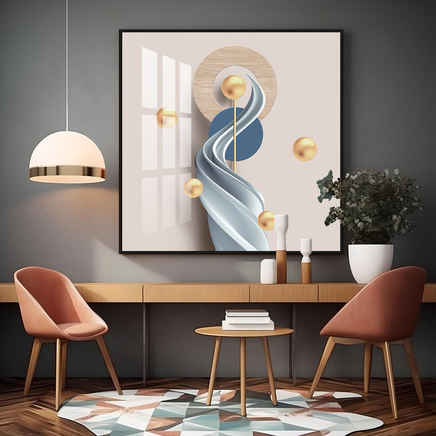 Modern Minimalist Geometric Premium Acrylic Square Wall Art