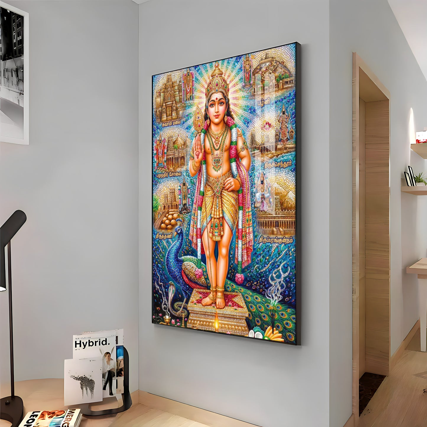 Hindu Lord Kartikeya Premium Acrylic Vertical Wall Art