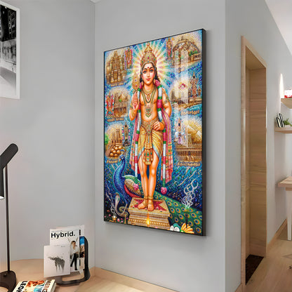 Hindu Lord Kartikeya Premium Acrylic Vertical Wall Art