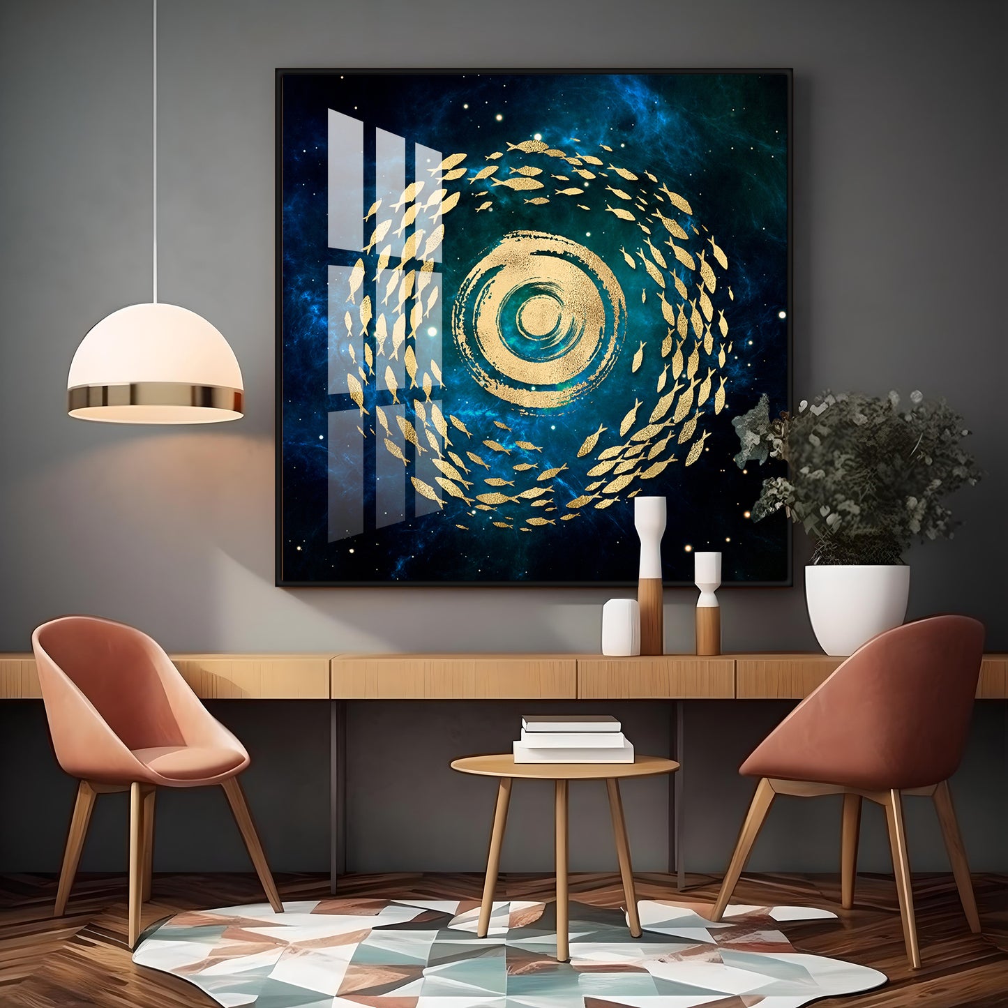 Fish Flow Mosaic Premium Acrylic Square Wall Art