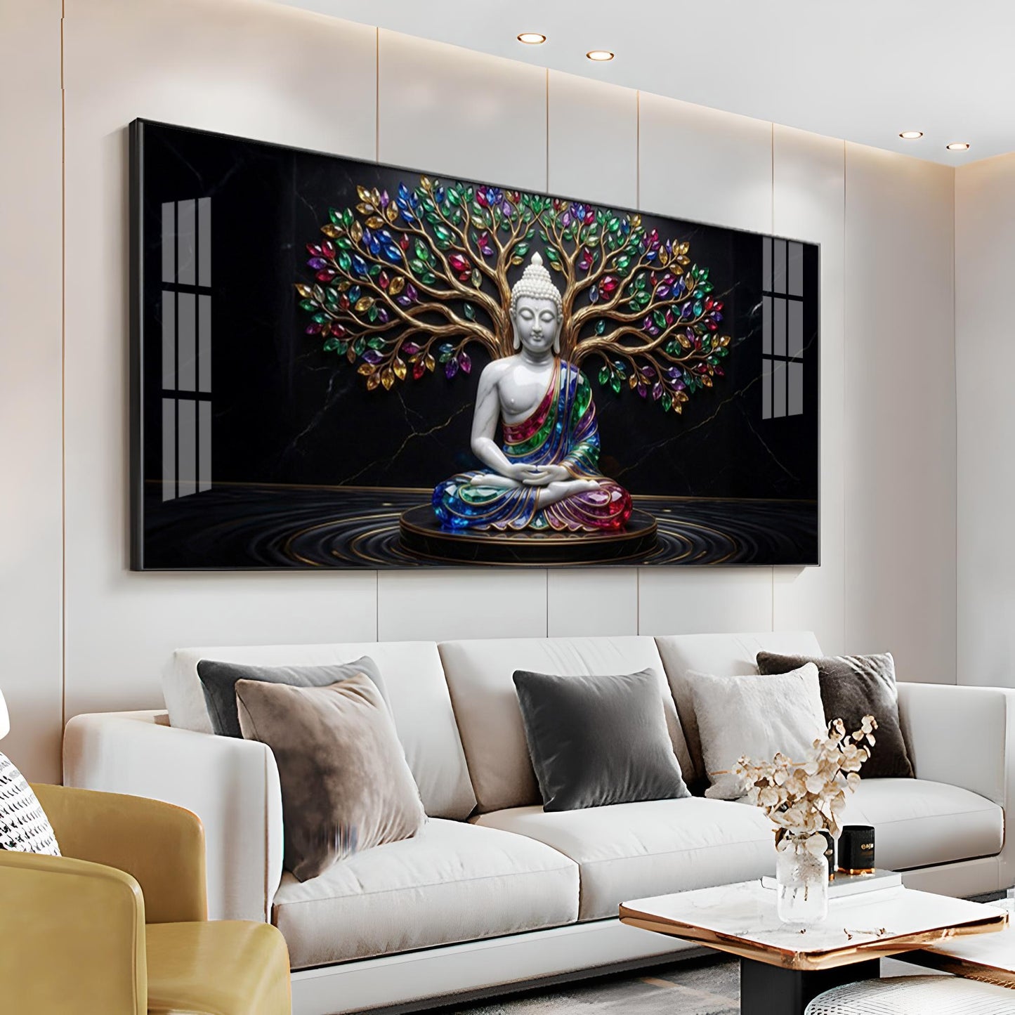 Enlightened Grove Tree Buddha Premium Acrylic Horizontal Wall Art