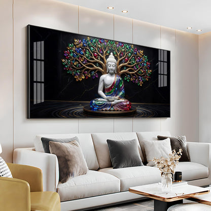 Enlightened Grove Tree Buddha Premium Acrylic Horizontal Wall Art