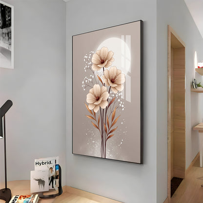 Soft Floral Bouquet & Moon Premium Acrylic Vertical Wall Art