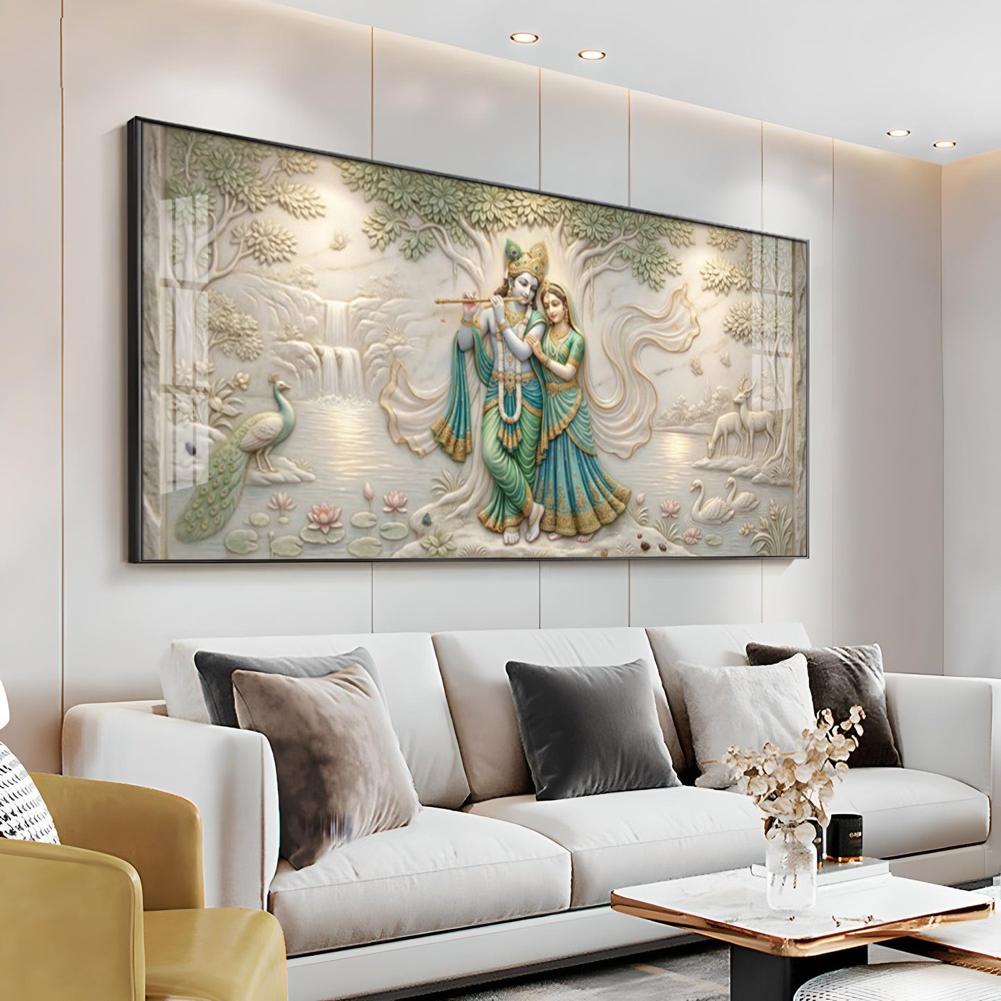 Radha Krishna Under A Tree Premium Acrylic Horizontal Wall Art