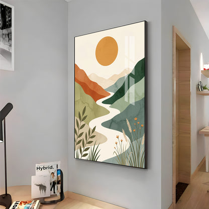 Terracotta Hills, Sun & Winding River Premium Acrylic Vertical Wall Art