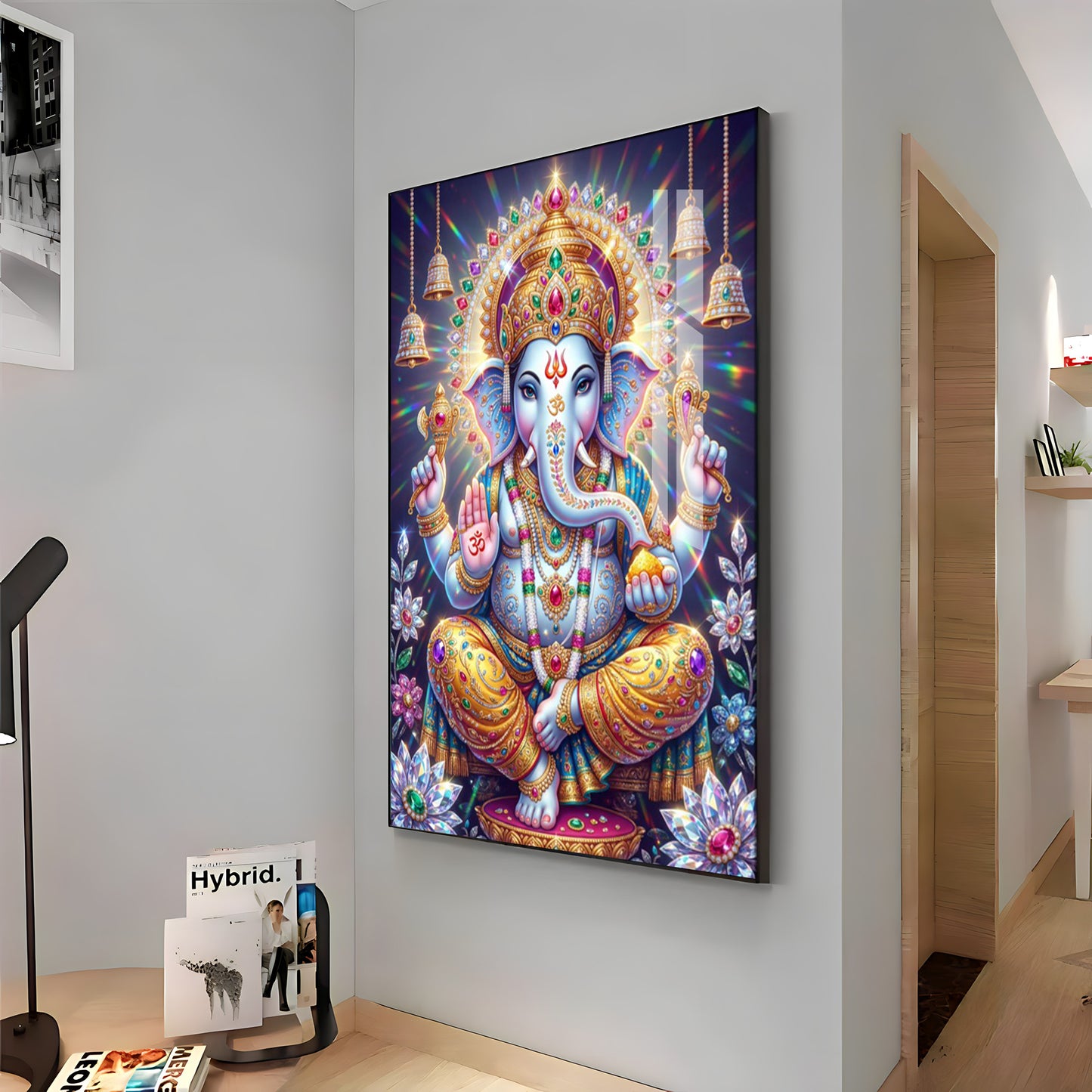 Celestial Serenity Of Lord Ganesha Premium Acrylic Vertical Wall Art