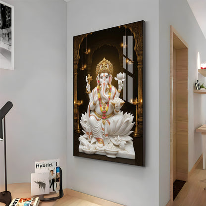 Divine Serenity Of Ganesh Ji Premium Acrylic Vertical Wall Art