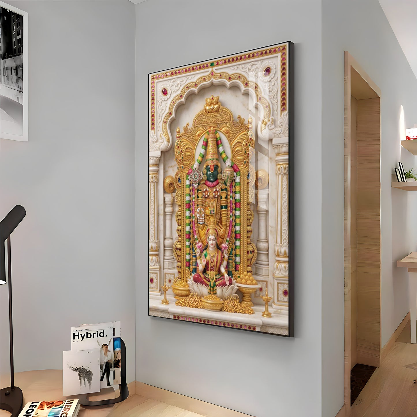 Divine Tirupati Balaji with Lakshmi Ji Premium Acrylic Vertical Wall Art