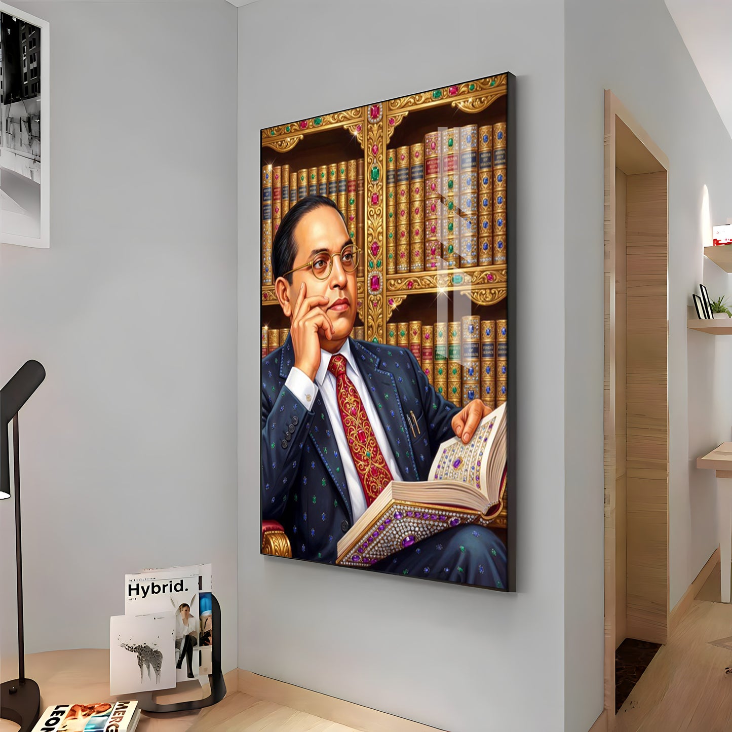 Babasaheb With Indian Constitution Premium Acrylic Vertical Wall Art