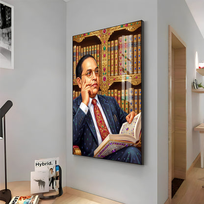 Babasaheb With Indian Constitution Premium Acrylic Vertical Wall Art