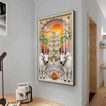 The Kamadhenu Cow Premium Acrylic Vertical Wall Art