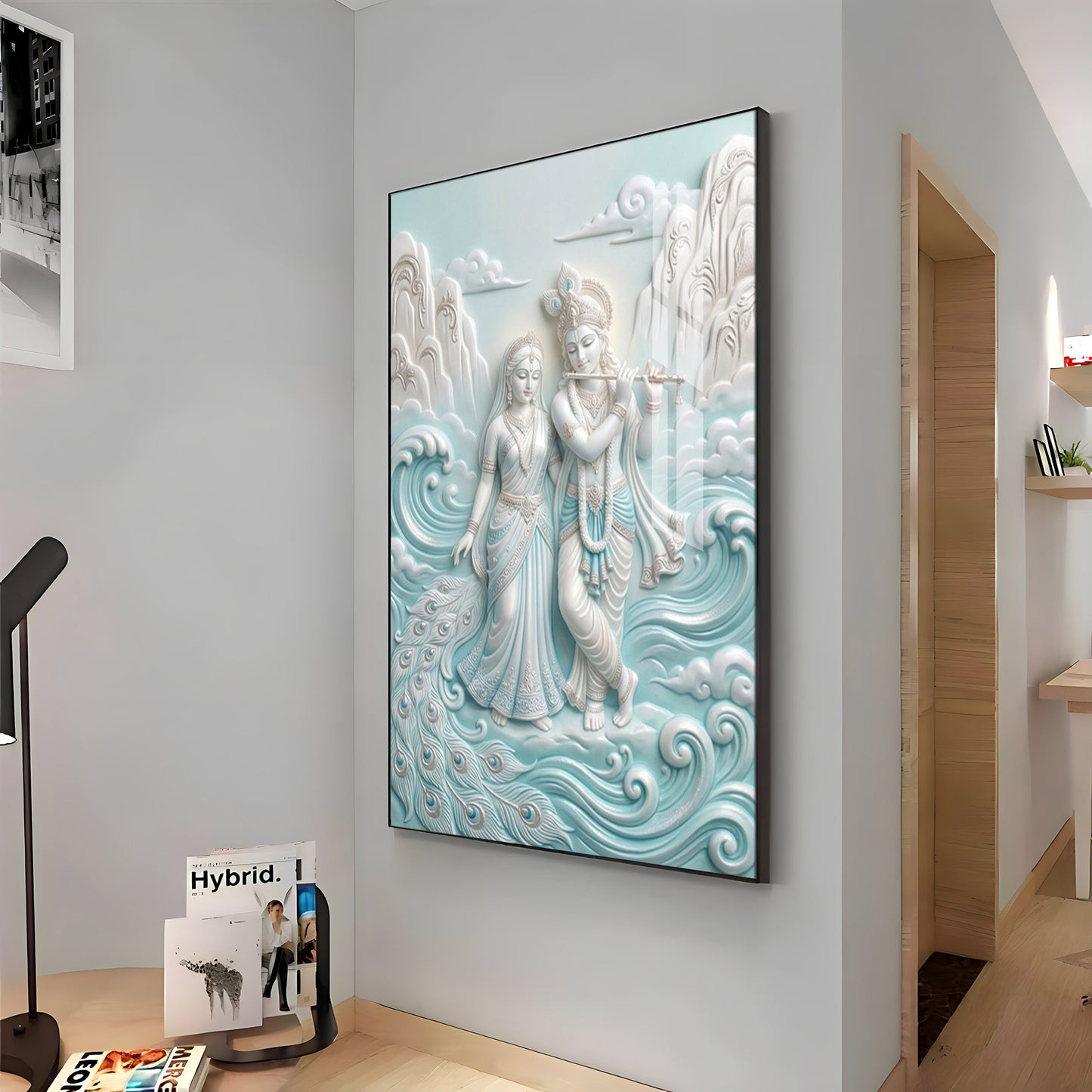 Devotional Lord Radha Krishna Premium Acrylic Vertical Wall Art