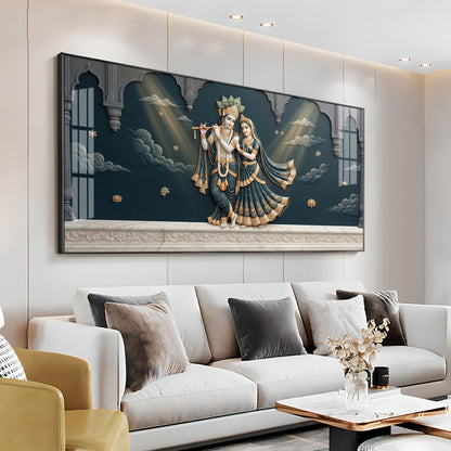 Lord Krishna & Radha Premium Acrylic Horizontal Wall Art