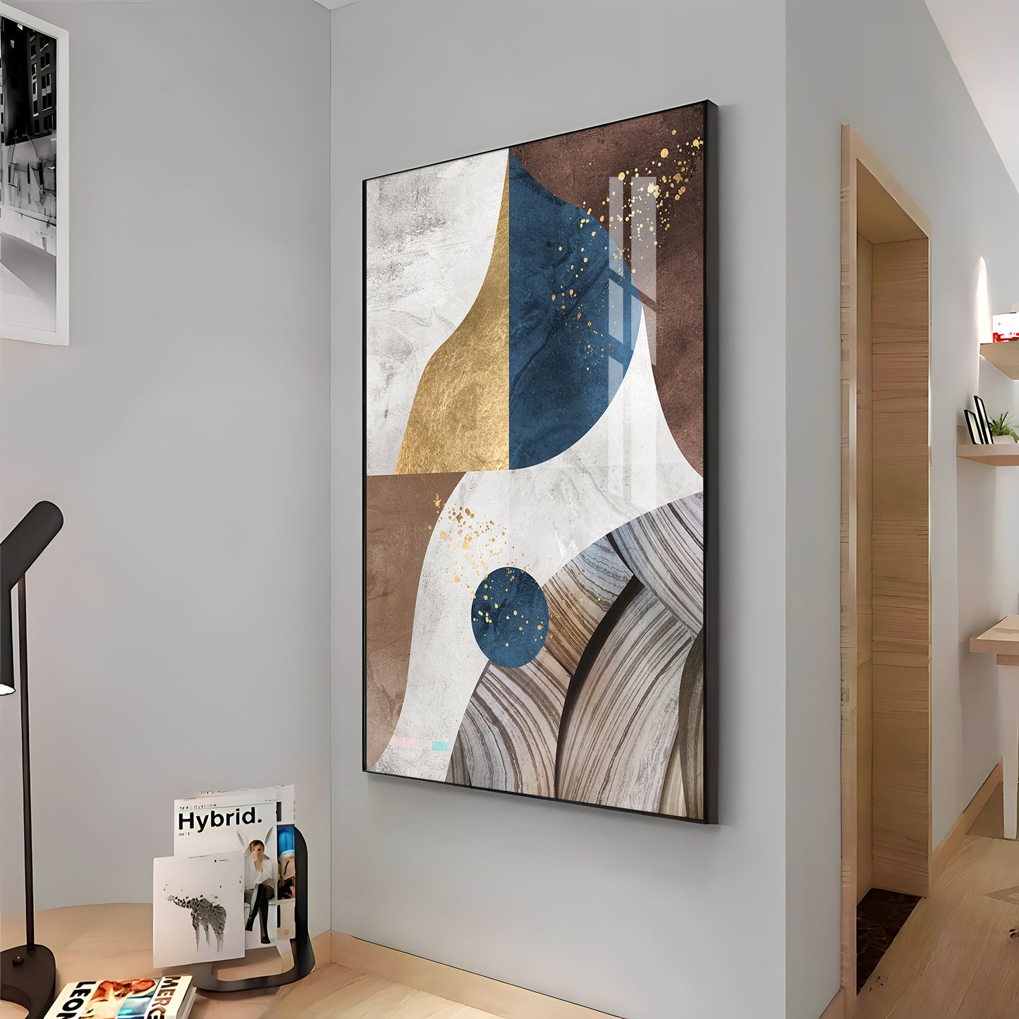 Nordic Modern Geometric Gold Premium Acrylic Vertical Wall Art