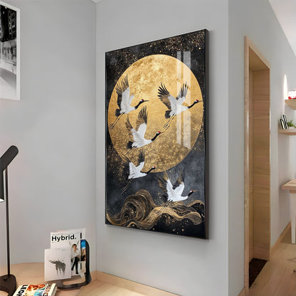 Majestic Cranes Soar Premium Acrylic Vertical Wall Art