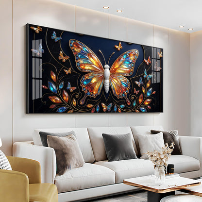 Colorful Butterfly With Stained Glass Effects Premium Acrylic Horizontal Wall Art