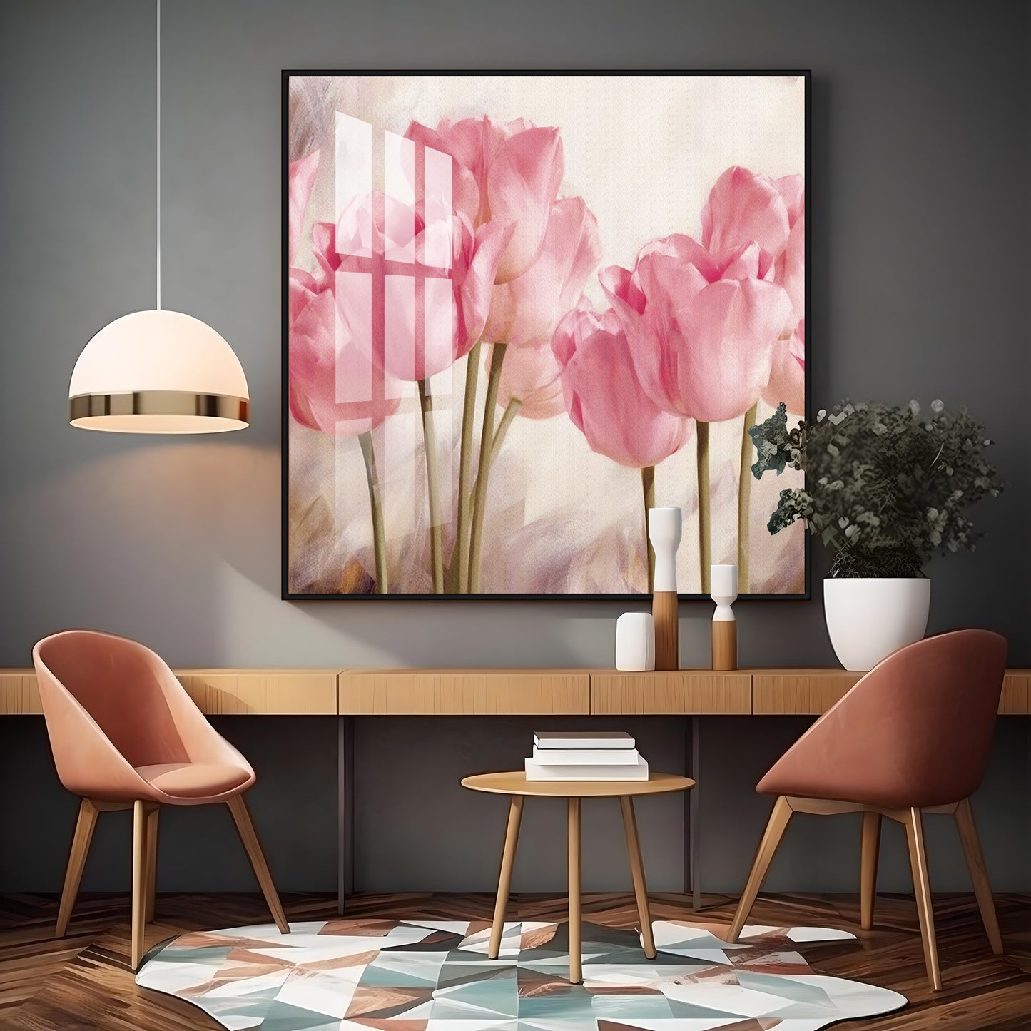 Tulip Flower Premium Acrylic Square Wall Art