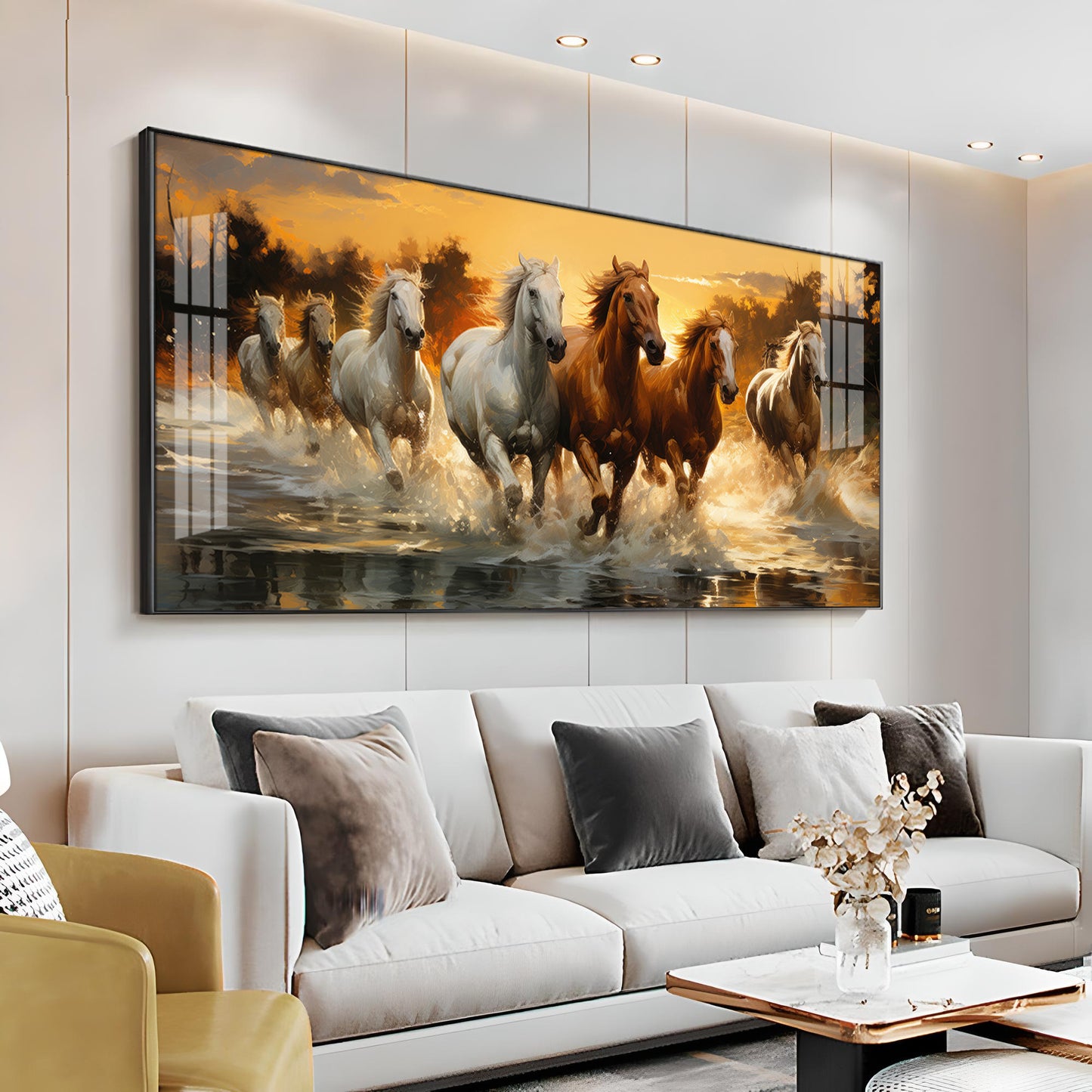 Seven Horses Painting Premium Acrylic Horizontal Wall Art