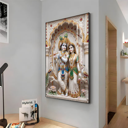 Peaceful Presence Of Radha Krishna Premium Acrylic Vertical Wall Art